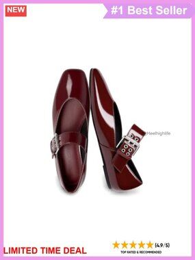 Square Toe Mary Jane Ballet Flats Faux Leather Buckle Strap Slip-On Shoes